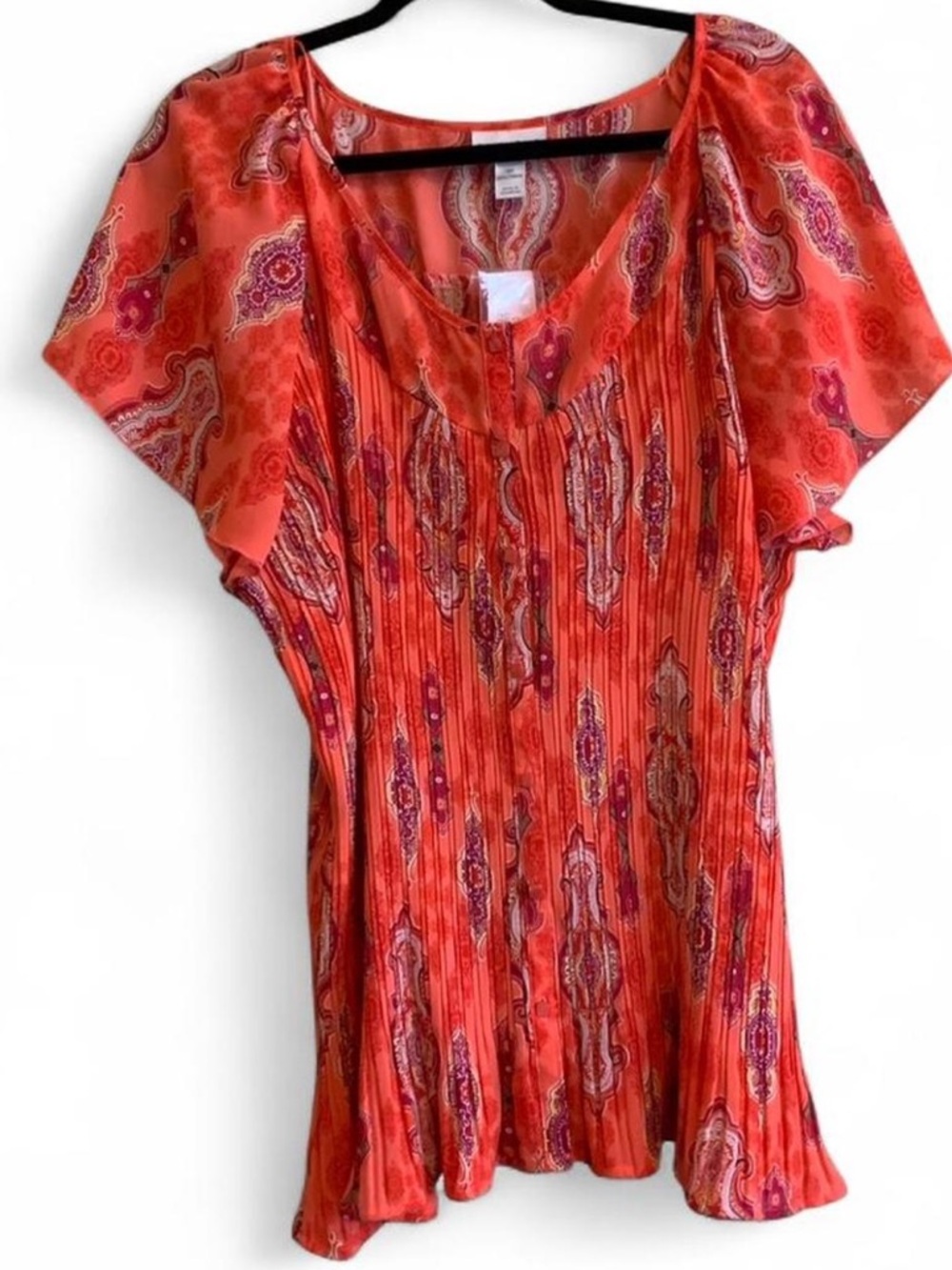 Y2K Orange Paisley Blouse Size 3X NWT